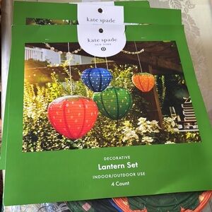 Kate Spade Decorative Lantern Set - Red, Blue, Orange